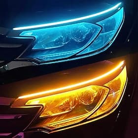 2 pièces led drl voiture lumière diurne bande lumineuse flexible étanche auto phares frein flux tube lumière clignotant blanc jaune bleu 12v 30/45/60cm avec ch