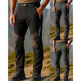 Herren Wanderhosen Regenhose zum Wandern Softshellhosen Patchwork Sommer Frühling Außen Normale Passform Wasserdicht Winddicht Unterteile Schwarz Armeegrün Cam
