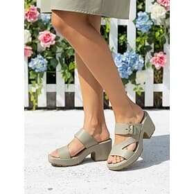 Women's Green Platform Mule Sandals – Chunky Heel Slide Sandals with Adjustable Buckle Strap, Cushioned Non-Slip Sole, Casual Summer Shoes for Travel, Garden a