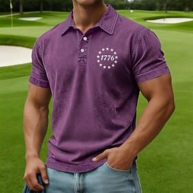 Men's 250th Anniversary Patriotic American Flag 1776 2026 Polo Shirt Short Sleeve Collared Golf Casual Summer Top thumbnail 2