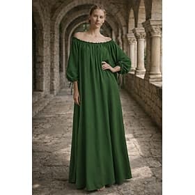 Mittelalterlich Renaissance Kleid Nachthemd Unter dem Kleid langarm Königliche Kleidung Einfarbig Kostüm Damen Keltisch Halloween Karneval Leistung LARP Renais