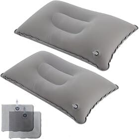 2PCS Ultra-light A4-sized Inflatable Travel Pillows, Small Square Flocked Fabric Air Pillow for Travel, Convenient to Store, Suitable for Camping, Home Office
