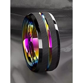 Bague multicolore en acier inoxydable pour homme – disponible en plusieurs tailles, design élégant, parfaite pour les mariages, les fêtes et les vacances décon