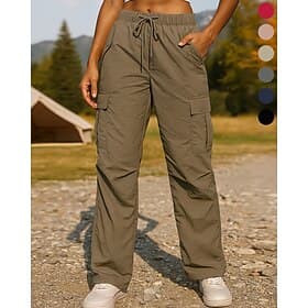 Women's Cargo Pants Hiking Pants Trousers Hiking Rain Pants Spring Autumn / Fall Outdoor Regular Fit Waterproof Windproof Bottoms Drawstring Pocket Elastic Wai