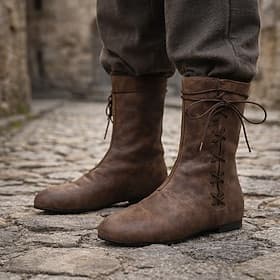 Vintage Medieval Renaissance Shoes Flat Jazz Boots Turn Shoes Pirate Viking Ranger Elven Archery Fancy Dress Unisex Celtic Pirate Fantasy Halloween Carnival Pe