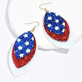 Patriotic Teardrop Earrings – Sparkling American Flag Faux Leather Dangles for 4th of July, Independence Day, 250th Anniversary  Memorial Day Celebration