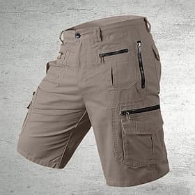 Men's Tactical Shorts Cargo Shorts Shorts Hiking Shorts Buttons Multi Pocket Plain Wearable Short Daily Outdoor Camping  Hiking Fashion Classic Khaki Black