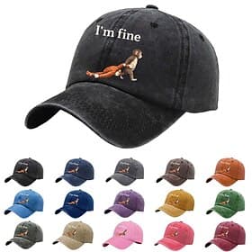 Men's Baseball Cap Black Pink Cotton Patchwork Streetwear Casual Daily Outdoor Streetwear Animal Quotes  Sayings Sun Protection Sunscreen Breathability