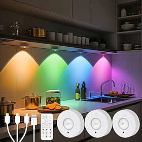 3/6PCS Rechargeable RGB Night Light Remote Control Picture Light 12 Color Modes for Cabinet Kitchen Bathroom Bedroom Office Lighting Atmosphere Light