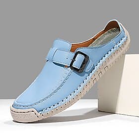 Men's Faux Leather Buckle Loafers – Soft and Lightweight Slip-On Shoes with Flexible Sole, Perfect for Travel, Daily Casual Wear and Summer Leisure
