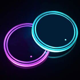 LED Car Cup Holder Lights, Waterproof 7 Colors Changing Vehicle USB Charging Coaster Pad, Auto Interior Atmosphere Lamp Cup Mat Accessories, Universal for SUV