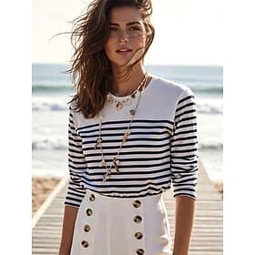 Women's T Shirt Print Graphic Geometric Ocean Vintage Fashion Stylish Long Sleeve Crew Neck Regular Tops Daily White-Blue Summer Spring Fall