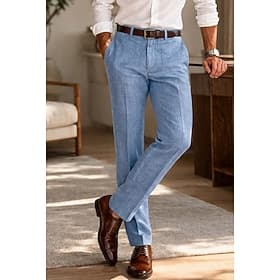 Uomo Cotone Lino Pantaloni Eleganti Pantaloni casual Affari Matrimonio Vintage Classico  Senza Tempo Formale Bianco Rosa Borgogna Primavera  Estate Pantaloni T