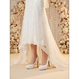 Women's Ivory Platform Heels - Elegant Bridal Pumps for City Weddings