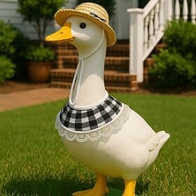 Porch Goose Outfit with Bonnet, Goose Clothes for 23-25 Concrete Garden Goose Statue, Spring Summer Outdoor Yard Decor Accessories, Outfit Only, Goose Not Incl