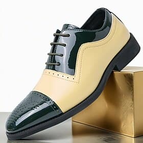 Men's Shiny Black Lace-Up Dress Shoes – Elegant Formal Shoes, Wedding  Party Events, Faux Leather Upper, Comfortable Fit