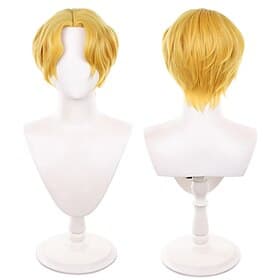 Ocean Adventurer Short Gold Middle Part Anime Wig For Cosplay Party
