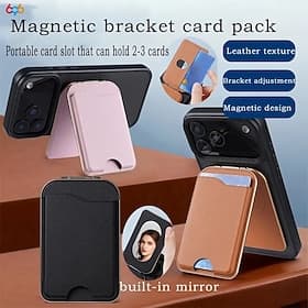 2 in 1 Magnetic MagSafe Wallet Stand, Leather Magnetic Card Holder Wallet for iPhone 17 16 15 Pro Max Series with Adjustable Holder