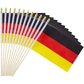 25er-Pack kleine deutsche Flaggen, handlich, Mini-Deutschlandflagge am Stab, 5x8 Zoll, für Fußball-Weltmeisterschaftsspiele, Sportveranstaltungen, Partydekorat