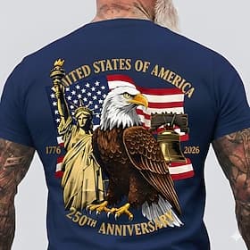 4th of July 2026 250th Memorial Day Men's 3D Print US Flag Crew Neck Short Sleeve T-Shirt Daily Street thumbnail 2