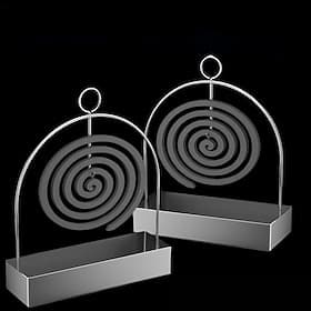 Lot de 2 supports métalliques pour spirales anti-moustiques, support de brûleur d'encens suspendu pour spirales anti-moustiques, support décoratif pour salon,