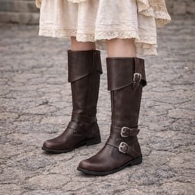 Mittelalterlich Renaissance Schuhe Stiefel Pirat Wikinger Kostüm Damen Vikinger Seeräuber Halloween Karneval Leistung LARP Renaissance-Messe Erwachsene Schuhe
