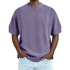 Homme T-shirt Chemise en velours côtelé Manche Courte Col ras du cou Été Printemps Toutes saisons Couleur Unie Rayé Bande de Fosse Basique Rétro Vintage Occasi