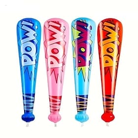 4PCS Inflatable Baseball Bat Props, Suitable as Gifts for Baseball-Themed Birthday Parties, Simulated Inflatable POW Baseball Bats, Ideal for Halloween, Christ