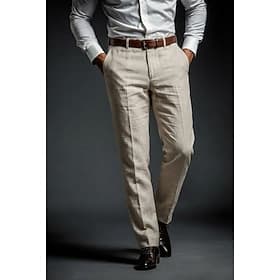 Men's Cotton Linen Dress Pants Casual Pants Business Meeting Lightweight Casual Daily Formal Light Grey Dark Grey Beige Summer Spring Pants Solid Color Tailore