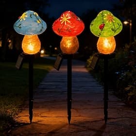 Solar Powered Mushroom Lawn lLights Waterproof Resin Garden Lights Outdoor Pathway Lighting Villa Yard Decoration 1PC