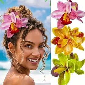 1PC Women's Hair Clip For Outdoor Holiday Festival Retro Handmade Fabric White Pink Orange