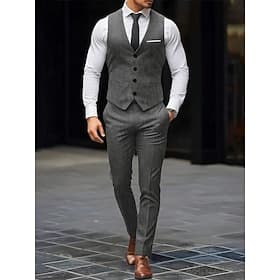 Men's Suits Wedding Party Evening Wear Black White Spring, Fall, Winter, Summer Suit Fashion Daily Solid Colored Standard Fit 2 Piece