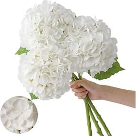3pcs Hydrangea Stems 22.5in (57cm) Realistic Latex Artificial Flowers for Home Decor, Wedding Bouquets, Party Centerpieces, Indoor  Outdoor Decoration