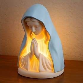 Veilleuse statue de la Vierge Marie, veilleuse de prière Vierge Marie, lampe de table LED de dévotion, veilleuse douce pour protéger les yeux, décoration pour