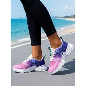 Women's Tie-Dye Lace-up Running Shoes – Breathable Mesh Lightweight Sneakers for Jogging, Beach Run, Gym  Casual Wear