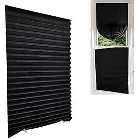 Blackout Temporary Blinds No Drill Self Adhesive Pleated Shades Portable Window Cover for Bedroom Dorm Room Apartment Sun Blocking