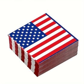 50pcs Patriotic 4th of July Napkins American Flag Paper Party Napkins for Independence Day, 250th Anniversary, Memorial Day  Veterans Day Celebrations