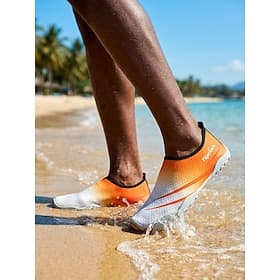 Tênis aquáticos masculinos laranja de secagem rápida, leves e minimalistas, antiderrapantes, ideais para atividades aquáticas, natação, passeios na praia, cami