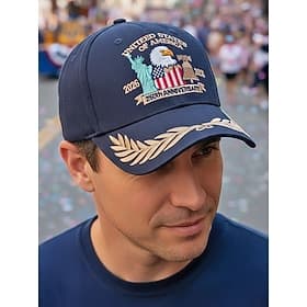 Men's Embroidered Eagle American Flag Polyester Baseball Cap, Multi-Color Adjustable Patriotic Hat for USA 250th Anniversary, Independence Day, Casual Wear, Tr