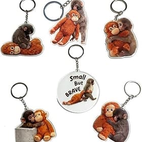 Protect Punch The Monkey Meme Keychain, Punch Monkey Meme Plush Keychains, Baby Monkey Memes Punch Ornament, Animal Themes Hanging Keychain for Backpack