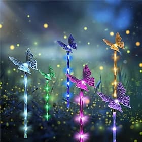 6 Head Solar Lights, Outdoor Butterfly Lights, Courtyard Garden Waterproof Decoration, Lawn Atmosphere Lights, Ip66 Waterproof, 1 Set