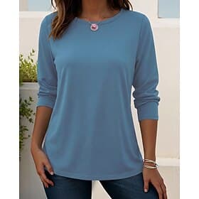 Women's T Shirt Blouse Solid Color Plain Stylish Classic Long Sleeve Crew Neck Round Neck Long Tops Daily Going out Beach Wear Blue Black White Yellow Pink Spr