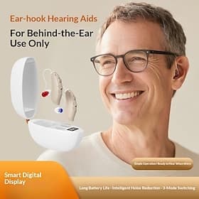 Digital Hearing Aids for Seniors ,Personal Hearing Enhancement Behind-The-Ear Aid  Sound Amplifier, Rechargeable Digital Hearing Amplifier with All-Day Battery