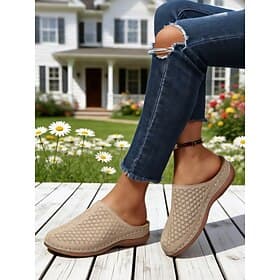 Women's Beige Slip-On Perforated Loafers – Comfortable Summer Shoes for Casual, Travel and Everyday Wear