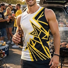 Per uomo Maglia da calcio Geometrico Canotta da allenamento Canotta da corsa T-shirt sportiva Estate Senza Maniche UPF 50 Asciugatura Rapida Traspirante Torneo