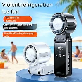 Portable Handheld Fan  5-speed Settings, Rechargeable Mini Personal Fan, Usb Desktop Fan With Foldable Handle, Quiet Design, Ideal For Travel, The Office, Outd