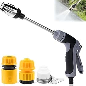High Pressure Water Spray Gun for Garden Hose, Adjustable Power Washer Nozzle Wand with Quick Connectors, Heavy Duty Watering Sprayer for Car Wash, Patio, Side
