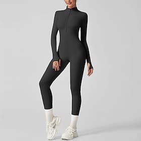 Combinaison de Sport Combinaison Femmes Fermeture éclair Le Maillot de corps Entraînement en salle Fitness Yoga Élastique Respirant manche longue Des sports Te