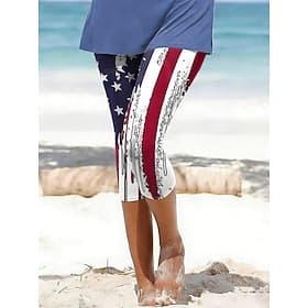 American Independence Day Women's Chinos Leggings Vacation Fashion Casual Calf-Length Medium Waist Pants Comfort Soft Comfortable Stretchy Daily Vacation Stree