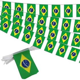 Brazil String Flag Pennant Banner for Soccer World Summer Cup Match 50 Flags, 46 Feet Small Mini Brazilian Flags Bunting Banner for Country Decoration, School,